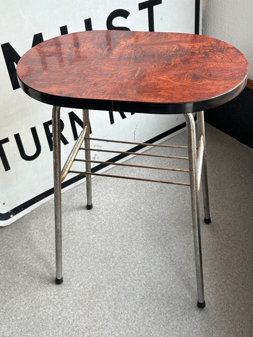 ヴィンテージ　鉄脚テーブル　古道具　アンティーク　古家具　昭和レトロ　当時物