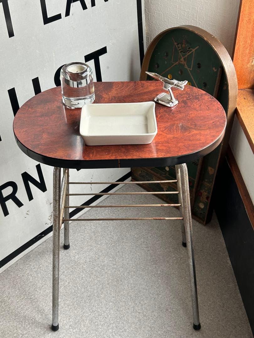 ヴィンテージ　鉄脚テーブル　古道具　アンティーク　古家具　昭和レトロ　当時物