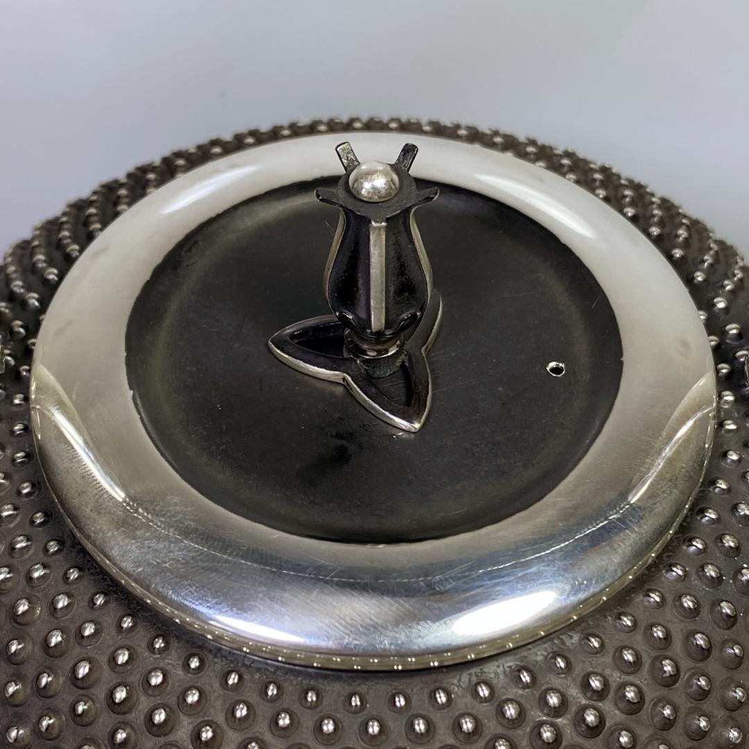 純銀製 光南 霰打出 湯沸 蕾摘 薬缶 銀瓶 煎茶道具 箱付