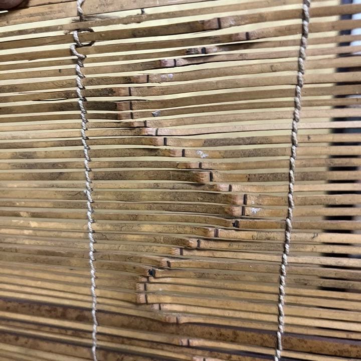 値下げしました！竹籠台付　まきす　ザル　古民具　古道具　昭和レトロ