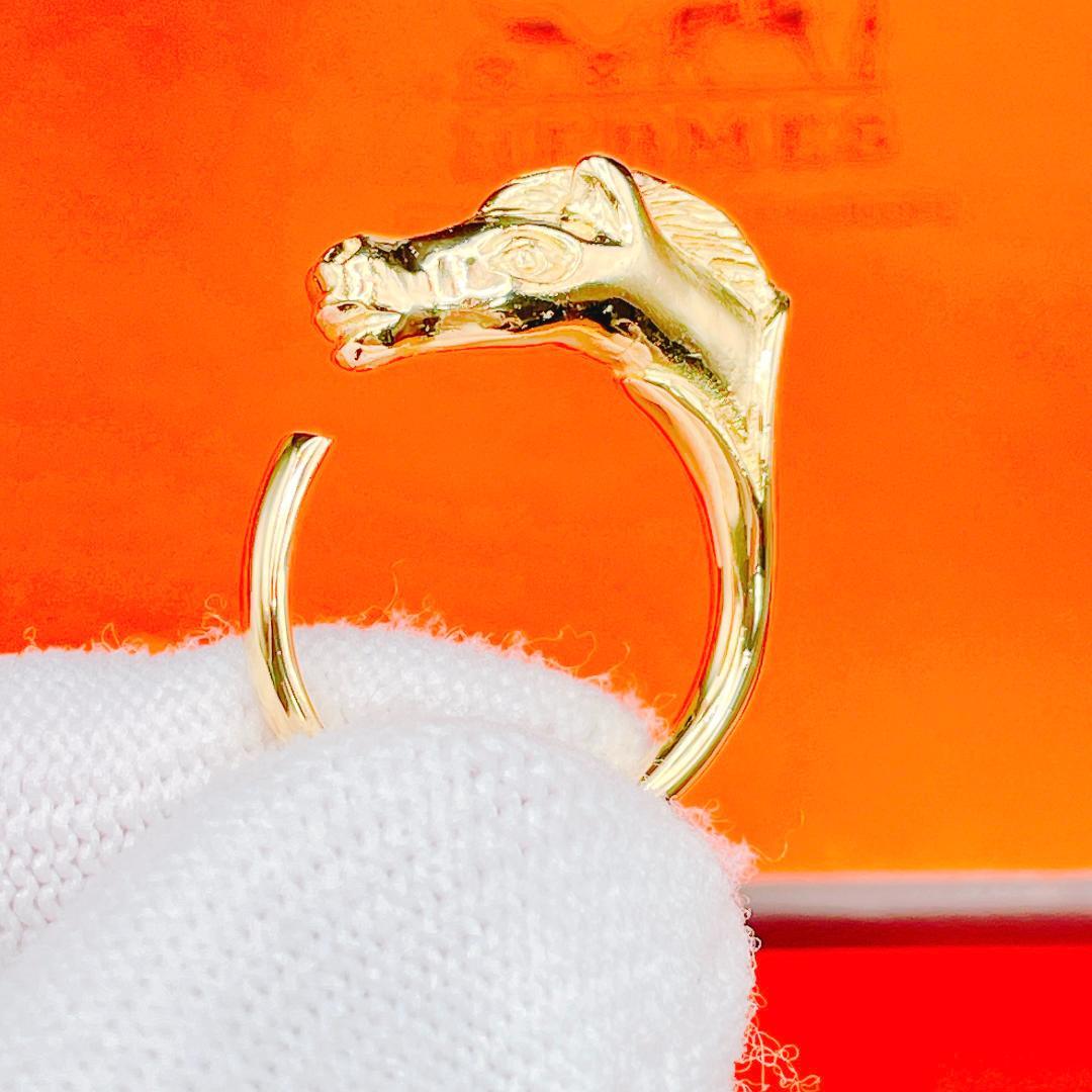 ◇エルメス◇新品仕上済 シュバルホース リング 指輪 ゴールド 12号 ブランド