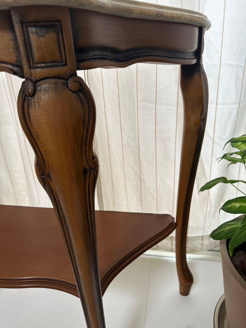 大理石 ロココ調 クラシック 猫脚 コンソールテーブル 電話台 家具