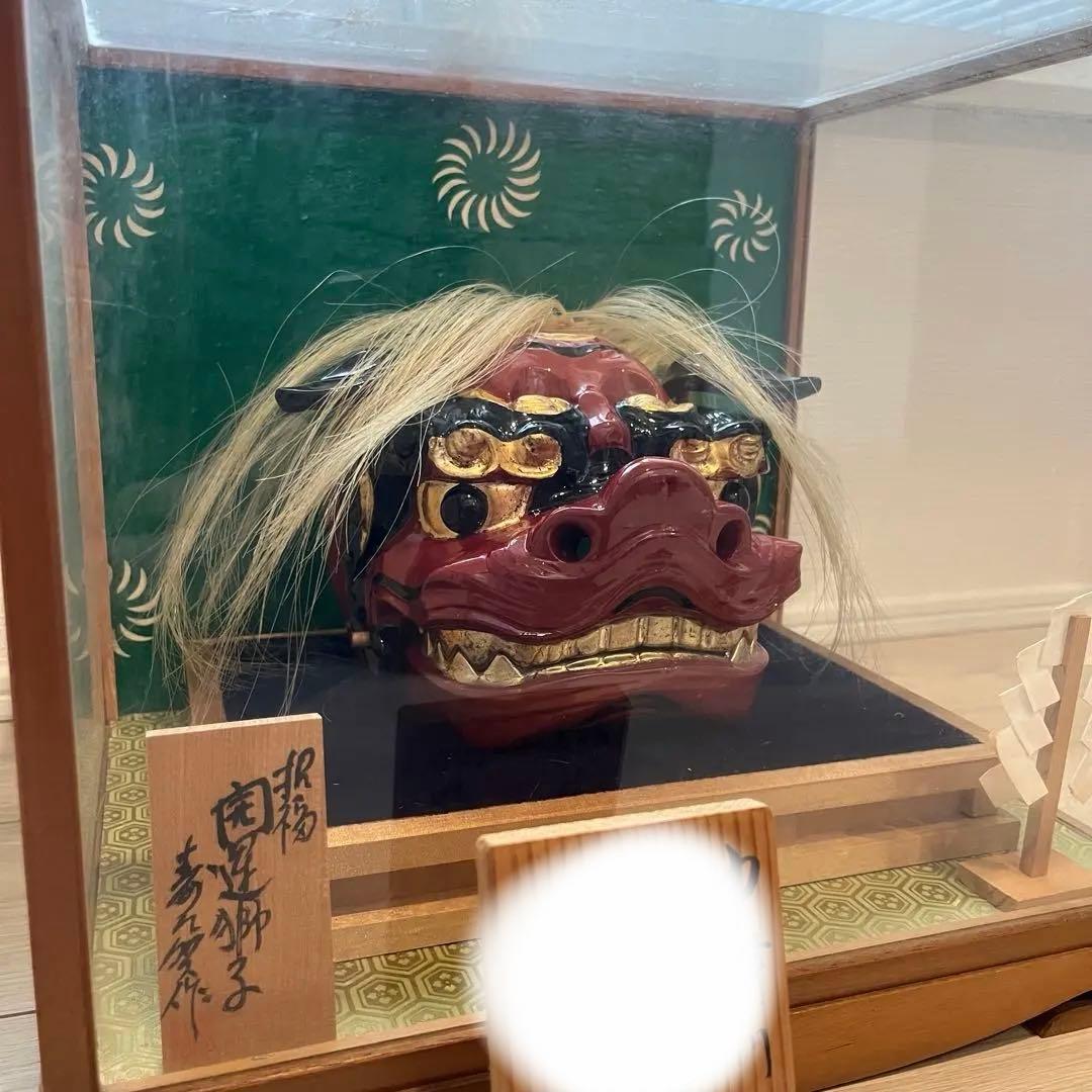 .獅子舞　獅子頭　木彫　魔除け　祭　置物　古美術　神楽 木製 木彫 正月