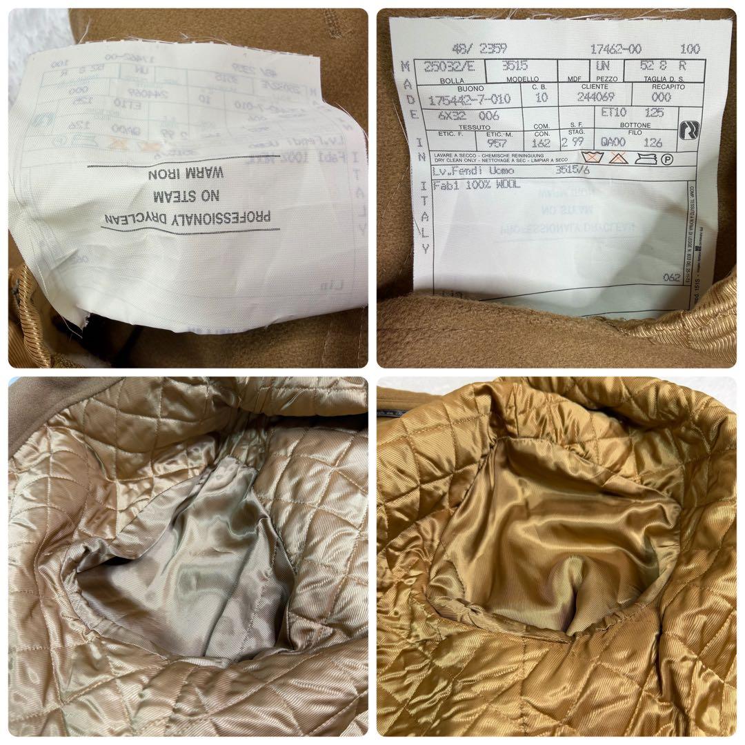 FENDI ロングコート 大きいサイズ XL 取り外しフード付き ウール