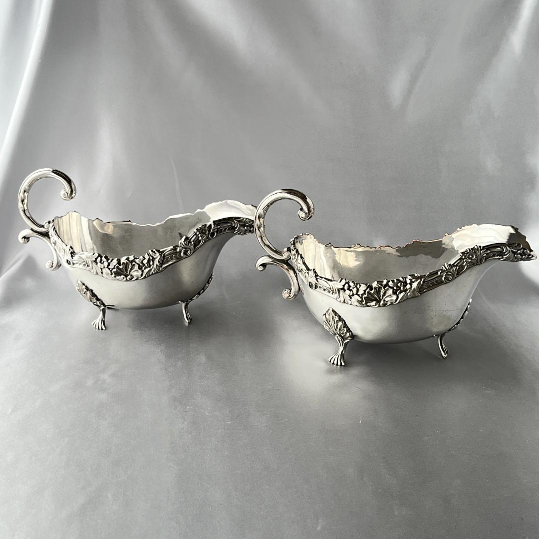 【英国】 ソースボート グレービーボート ペア【シルバープレート】