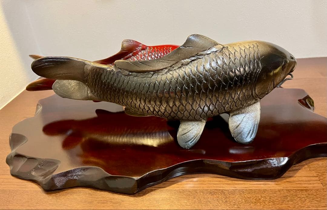 大双鯉　高級美術工芸品　置物
