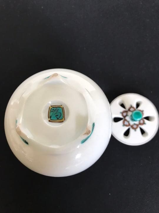 九谷の名工  三ツ井為吉作 色絵 十網図 香炉 K84 共箱