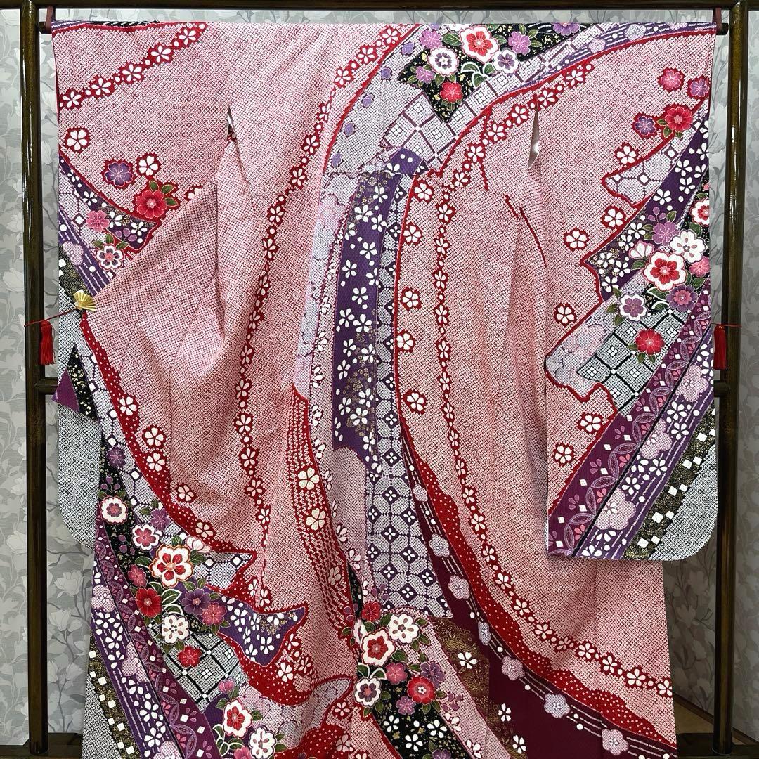 正絹 振袖 長襦袢セット古典柄熨斗模様トールサイズ