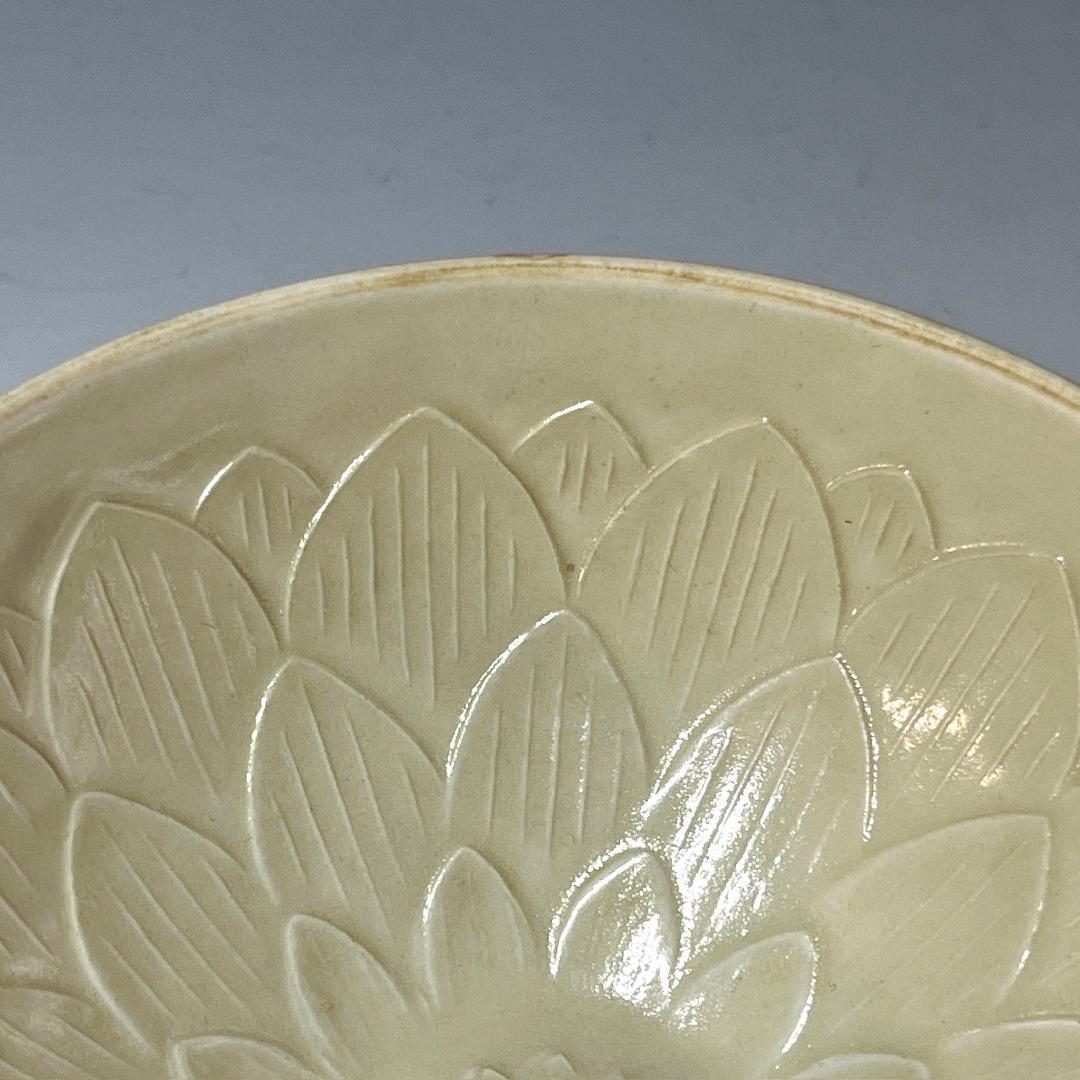 唐物 定窯 白磁 蓮陰刻紋碗 中国美術 古玩 SH12