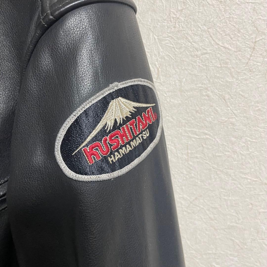 KUSHITANI ブラック レザーライダースジャケット　本革　黒　BLACK