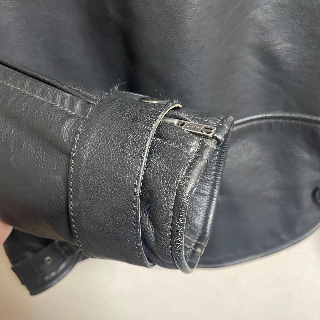 KUSHITANI ブラック レザーライダースジャケット　本革　黒　BLACK