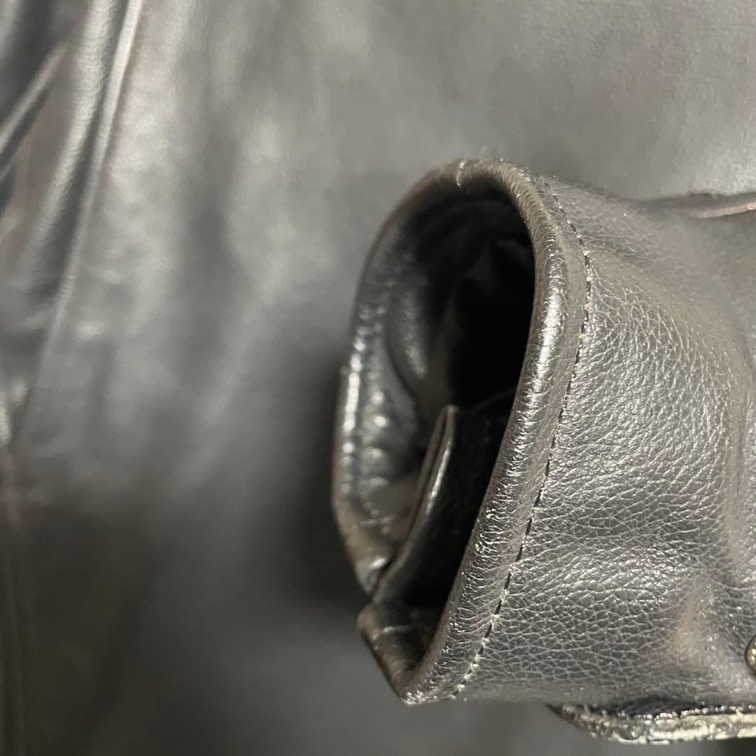 KUSHITANI ブラック レザーライダースジャケット　本革　黒　BLACK