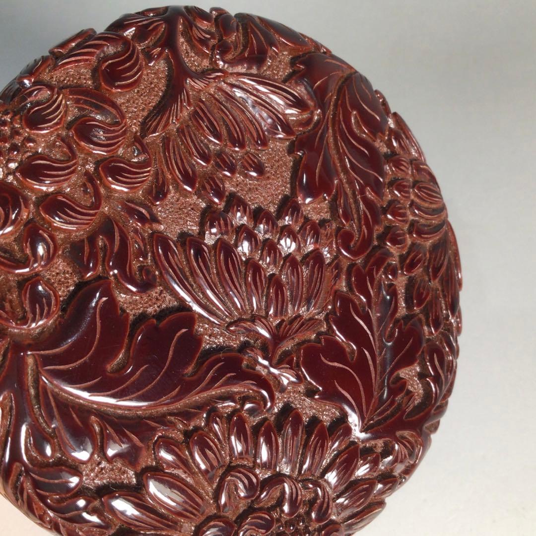 Ｎ９０９　棗　『高橋連峰作』『村上堆朱』『朱溜塗』『平棗』　共箱　茶道具