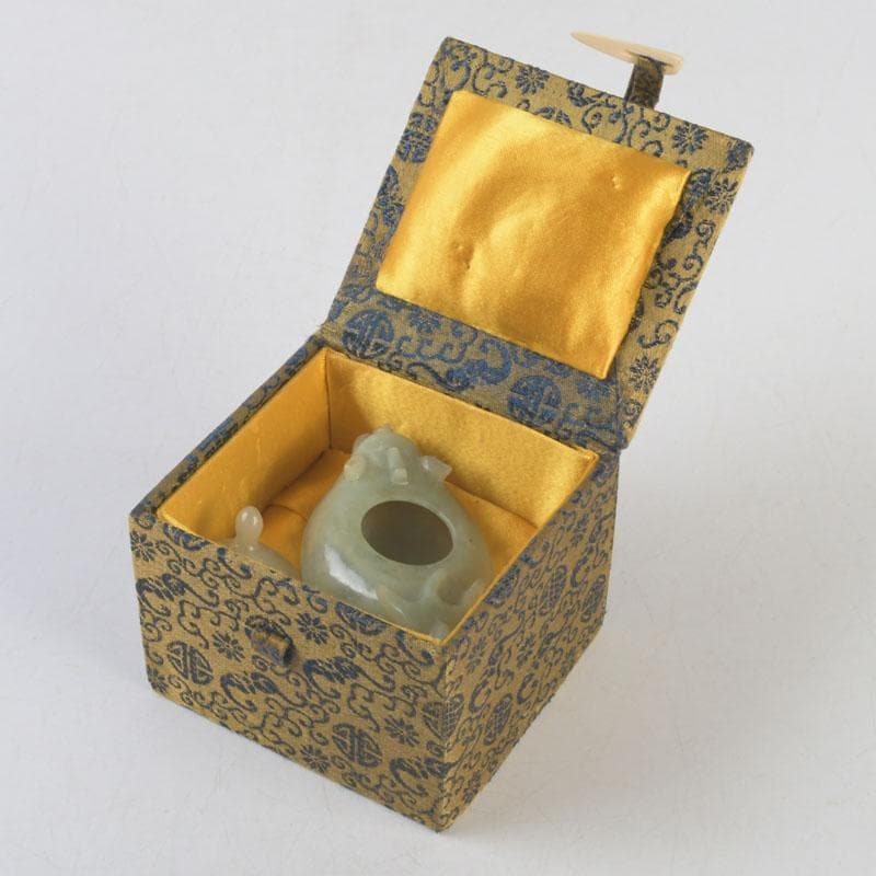 中国　書道具　玉石彫刻　神獣刻　水滴　V　9592