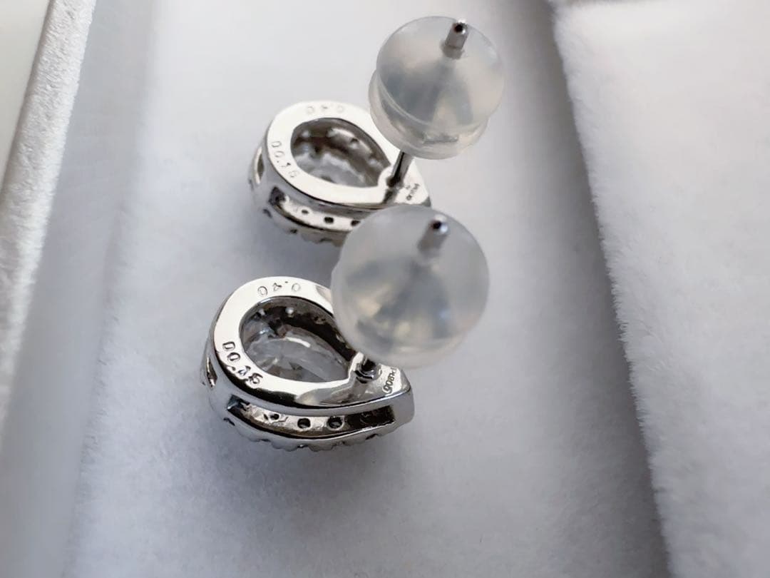 新品✨天然ダイヤ ペアシェイプ Pt900 ピアスGIA レハイム 片耳