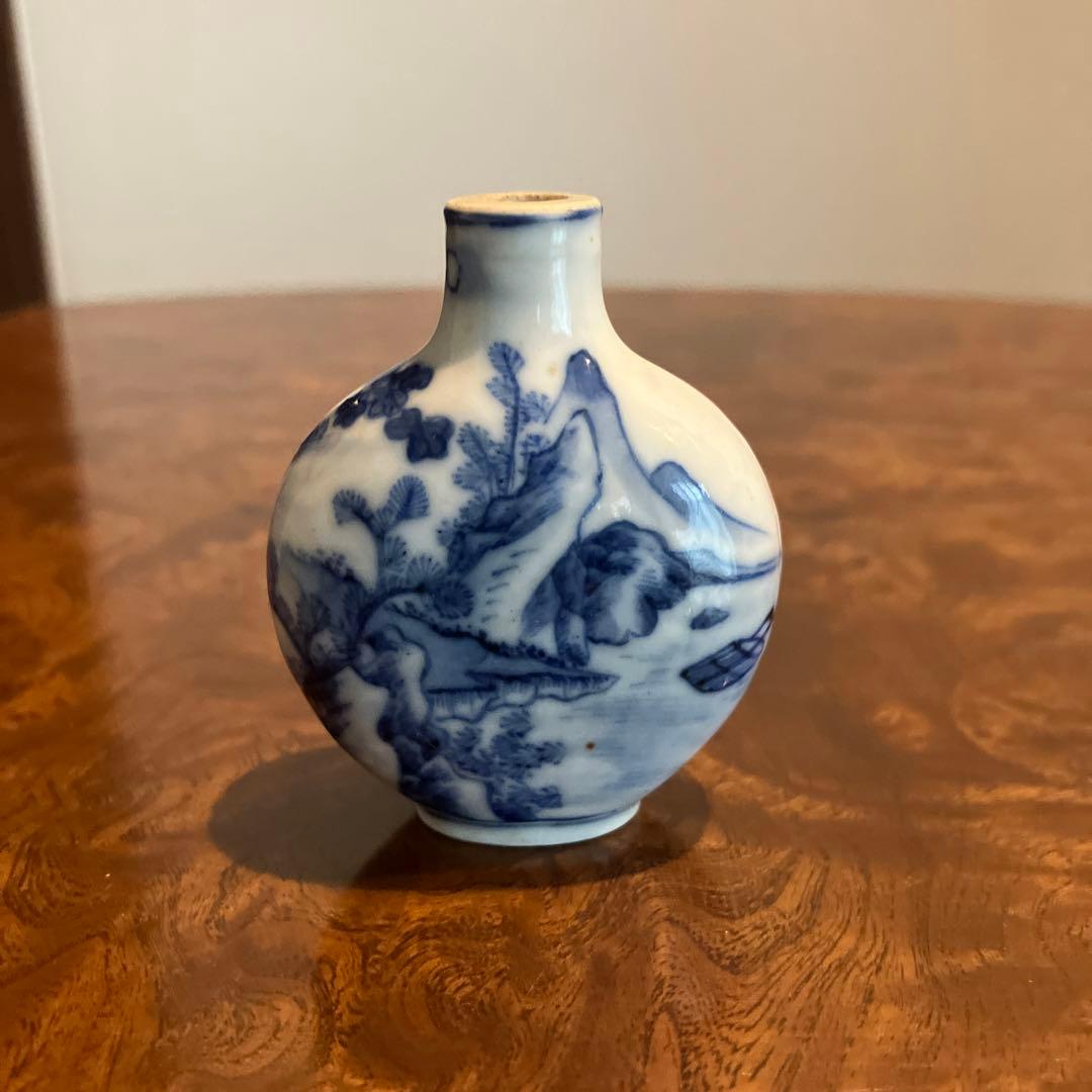 中国　染付　スナッフボトル