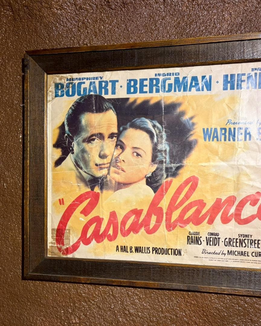 1940 Wood Frame Vintage Poster カサブランカ