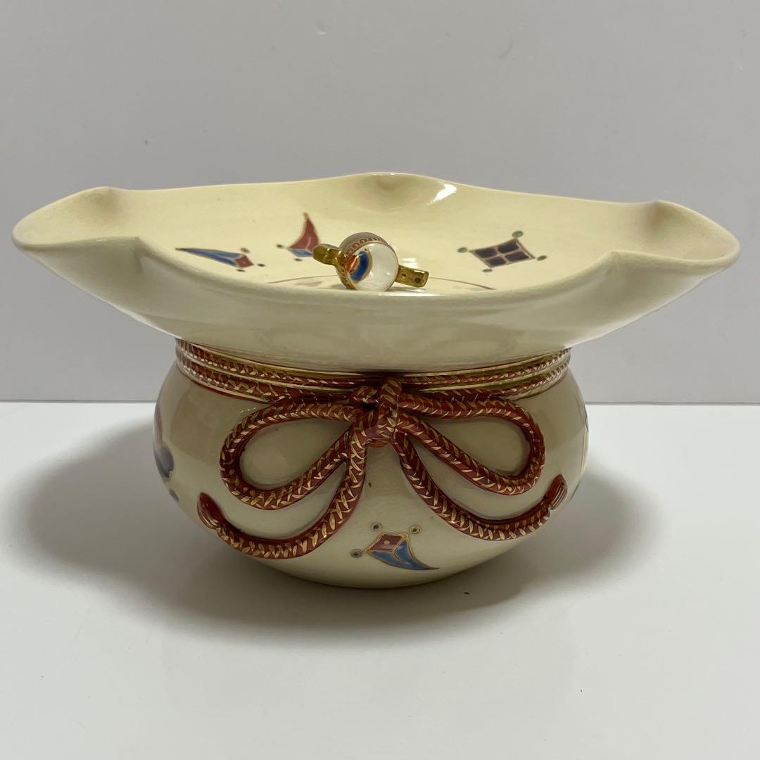 水指 橋本城岳作 色絵宝文 砂金袋水指 共箱 茶道具