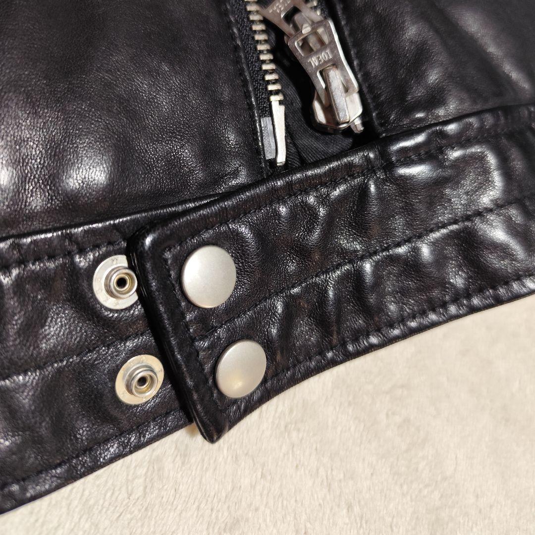 美品【 SHIPS 】 ✦ シップス ラム レザー ライダース ジャケット 黒