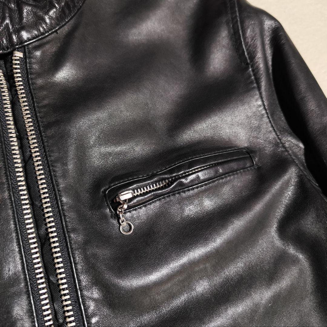 美品【 SHIPS 】 ✦ シップス ラム レザー ライダース ジャケット 黒