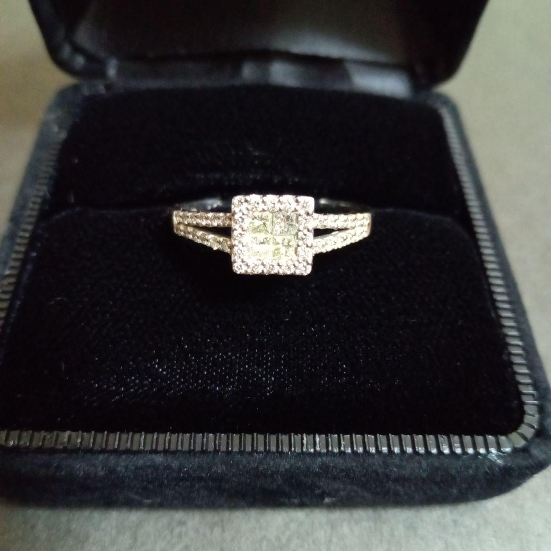 スクエア型ダイヤモンドPT900リング17号