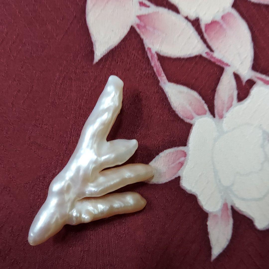 新品　k18　バロック　オレンジ淡水真珠　ブローチ　限定品