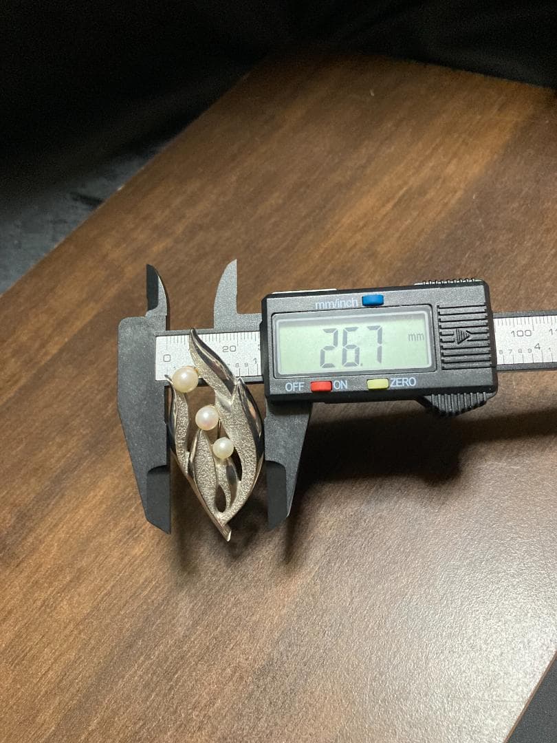 MIKIMOTO ミキモト パール 真珠 3粒 3珠 リーフ ブローチ シルバー