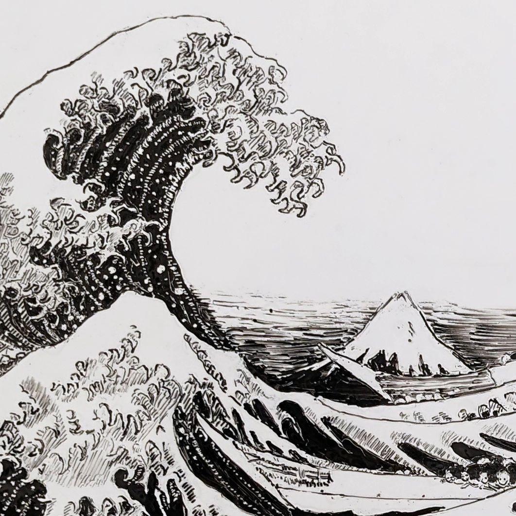 ホワイトボードアート　北斎　冨嶽三十六景　神奈川沖浪裏