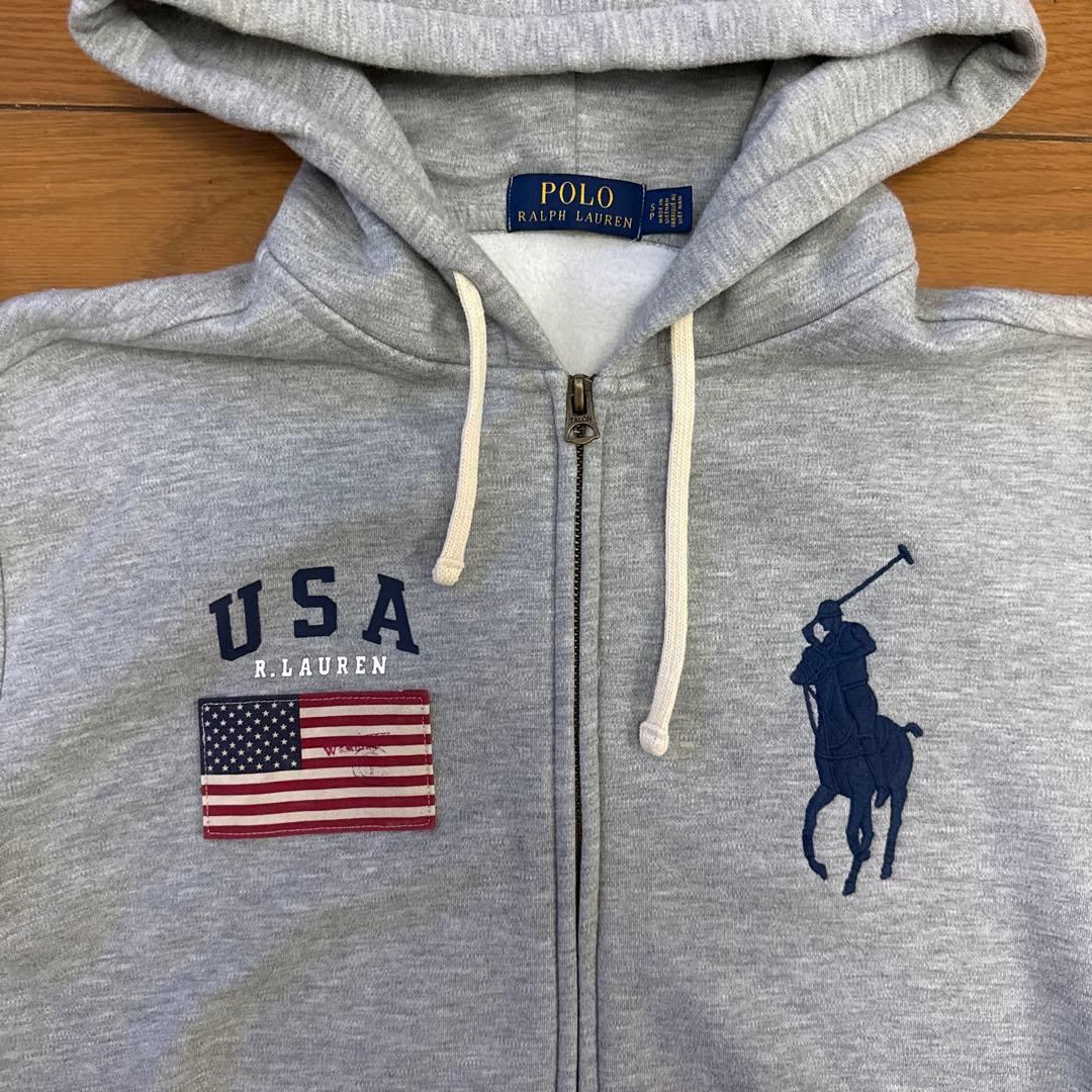 Polo Ralph Lauren グレー フルジップパーカー ビッグポニー S