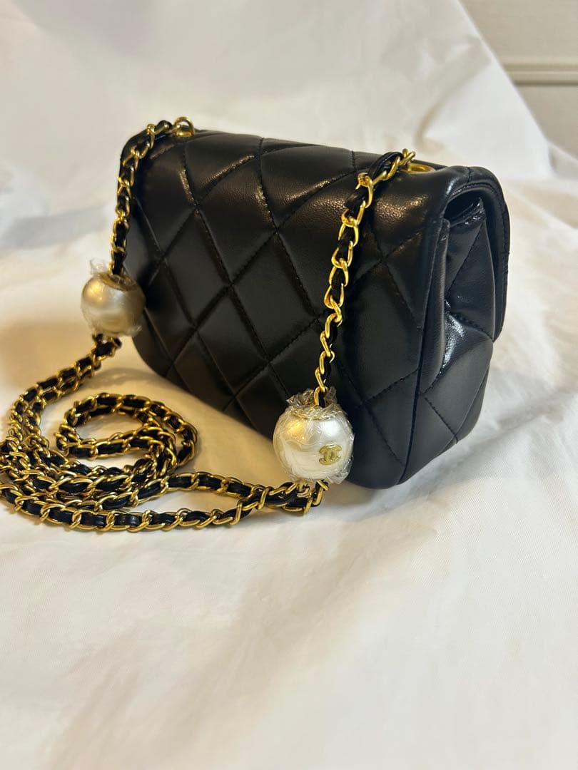 CHANEL ノベルティ ミニショルダーバッグ パールチェーン 黒