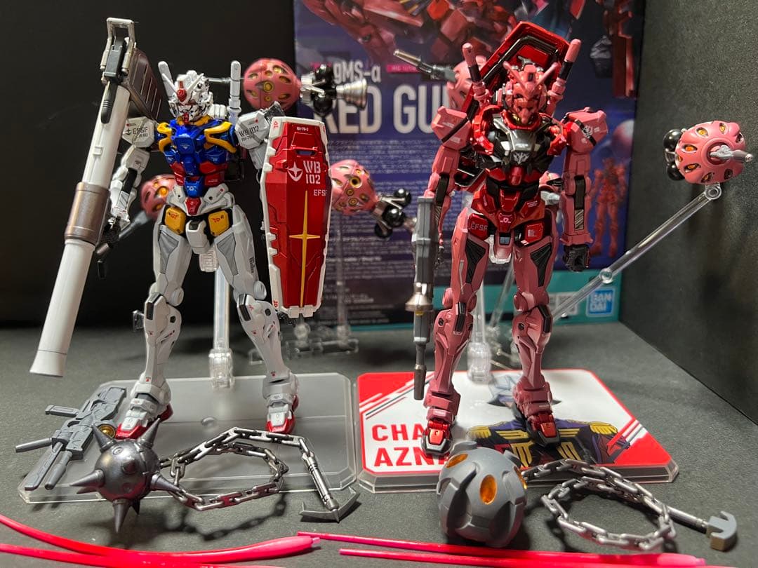 2機セット　HG 赤いガンダム(ビット6基)白いガンダム全塗装 完成品