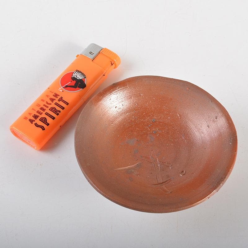 備前焼　人間国宝　藤原雄作　戌字刻　盃　共箱　V　R7063