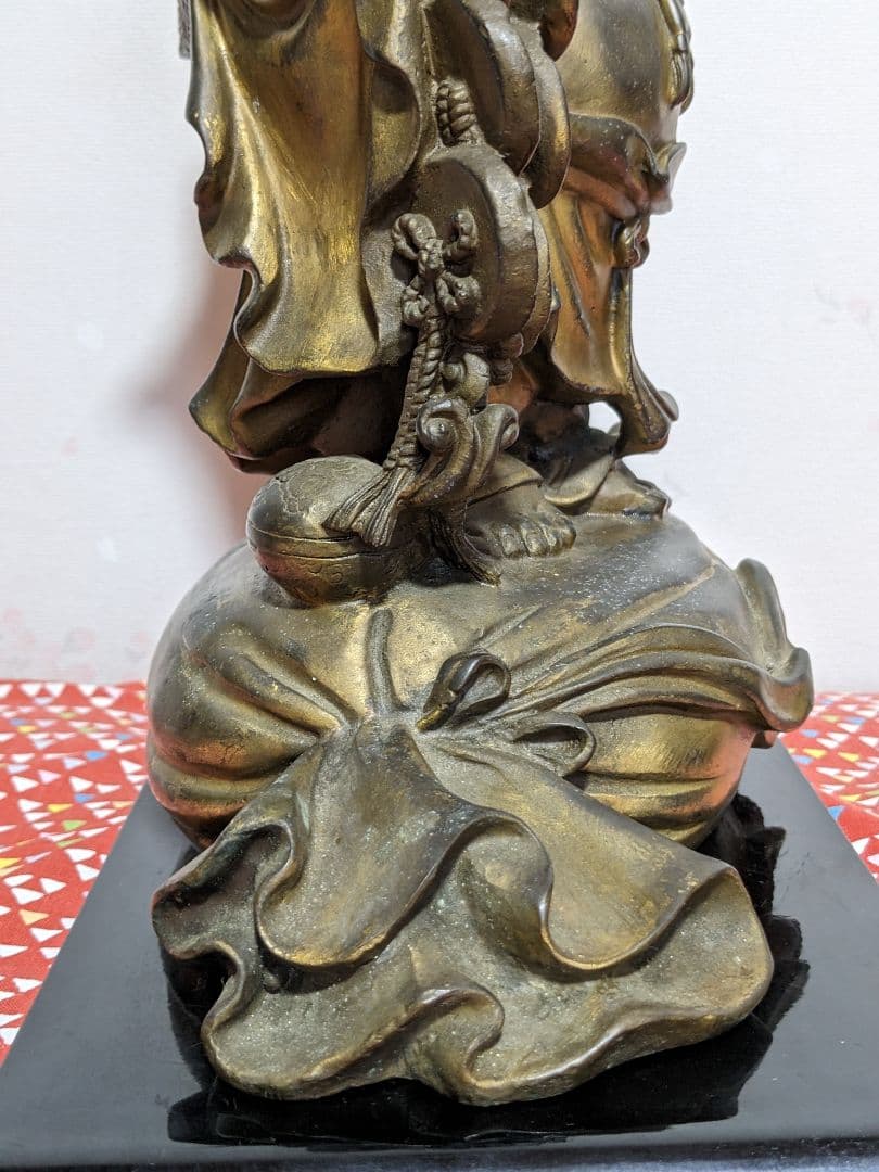 ⭐️中国銅器 仏像 布袋像 縁起置物 唐金 宣徳銅 桃 瓢箪 招運 銅製 骨董品