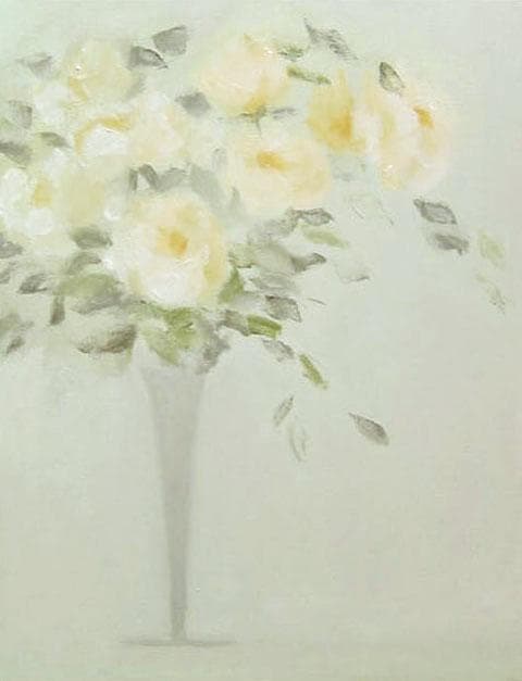 油絵 菅家令子 絵 絵画 インテリア 額付(黒) uF6-113302 花