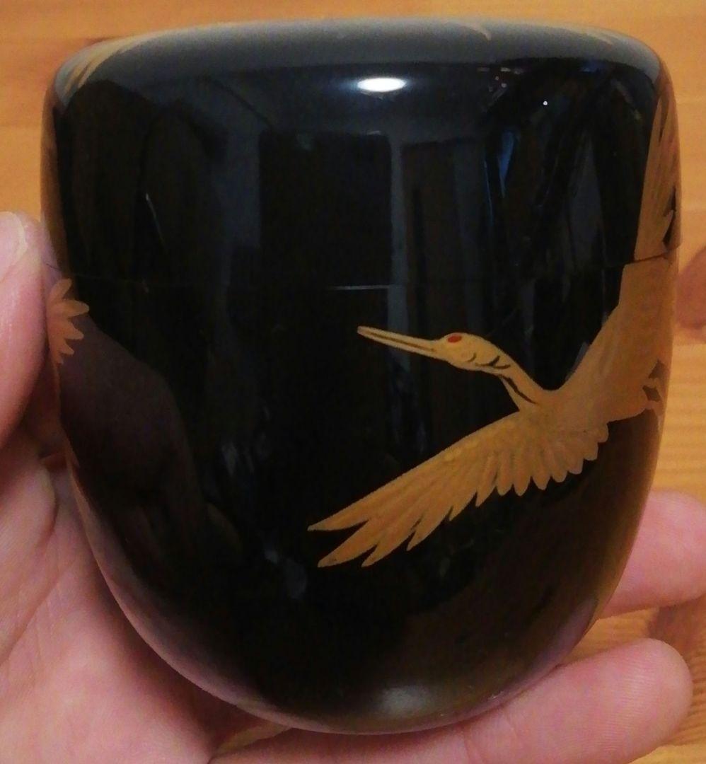 仁和春象作　鶴　蒔絵　棗　共箱　茶道具