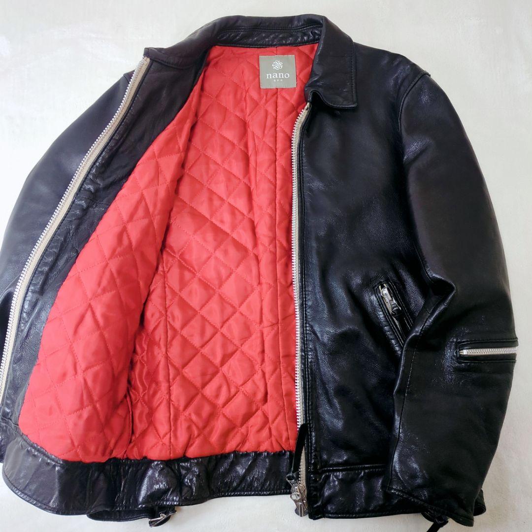 【美品】ナノユニバース ラムレザー シングルライダース S 黒