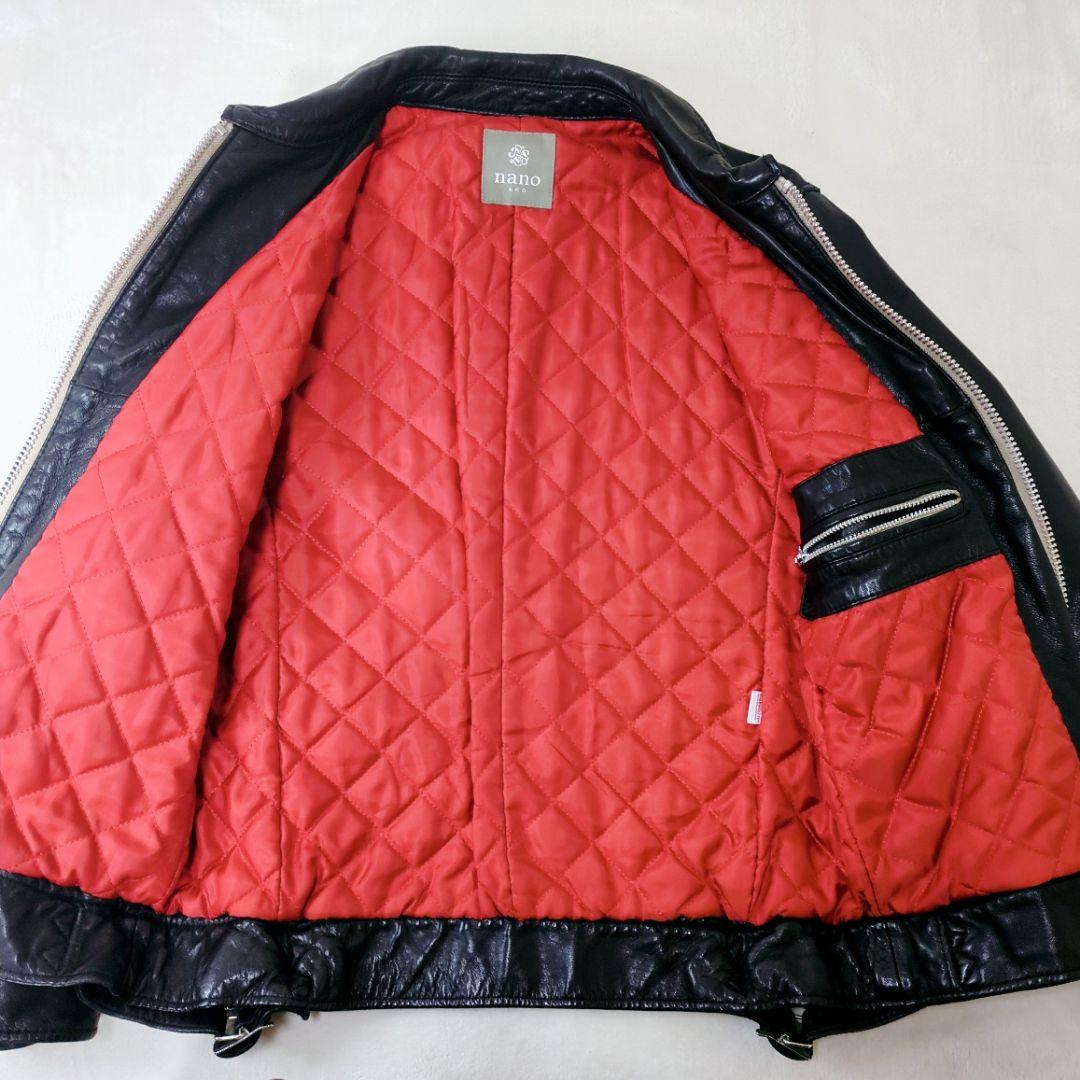 【美品】ナノユニバース ラムレザー シングルライダース S 黒