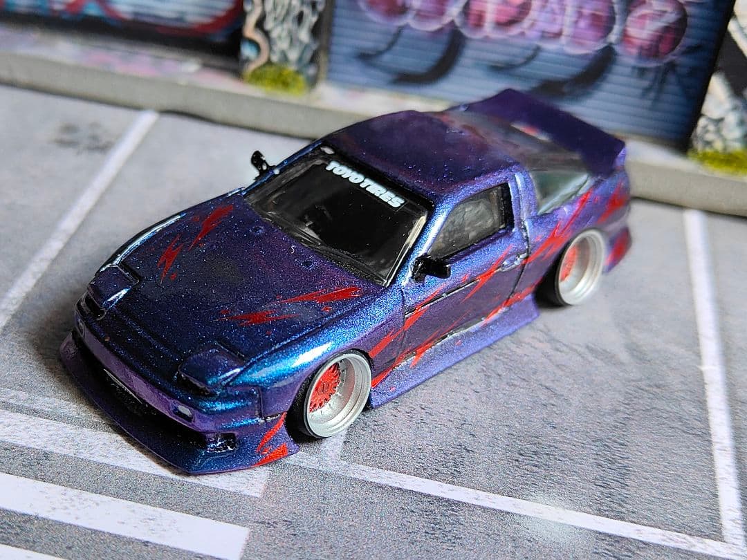 ホットウィールカスタム 日産 180sx フルエアロ マジョーラ トミカ改造 a
