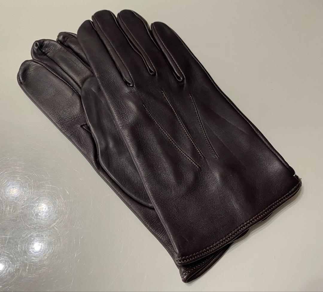 新品　DENTS 紳士手袋　濃茶　ラムレザー　裏シルク デンツ