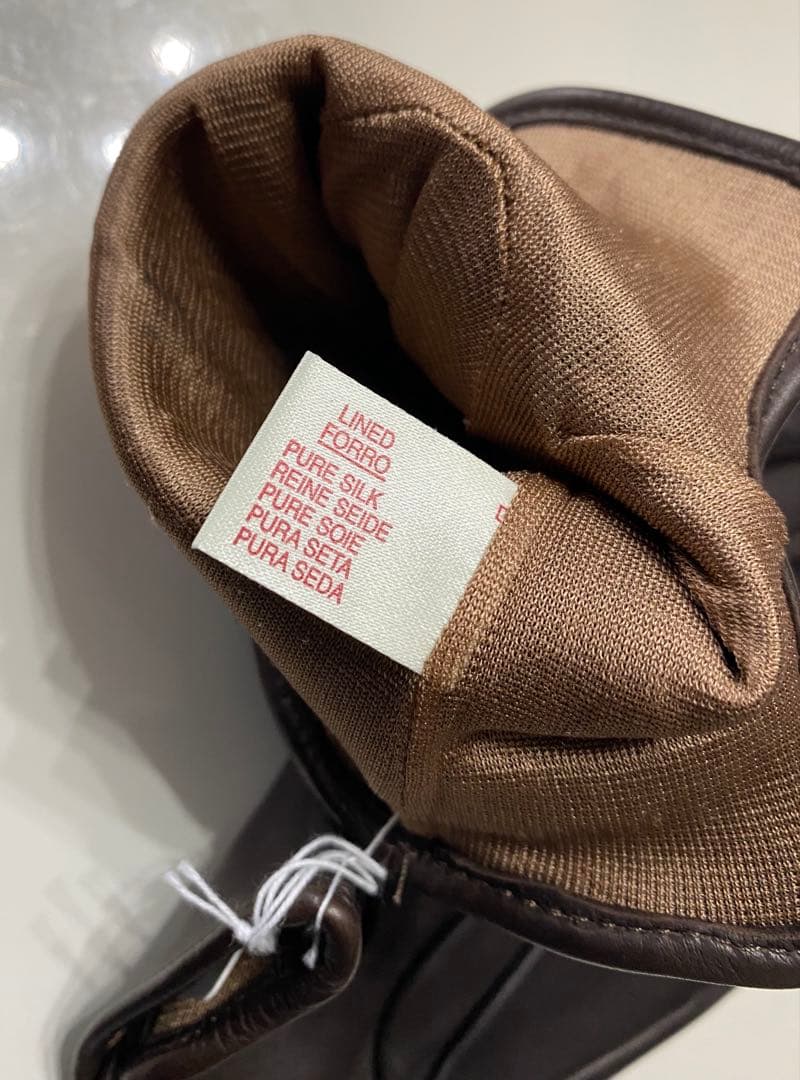 新品　DENTS 紳士手袋　濃茶　ラムレザー　裏シルク デンツ