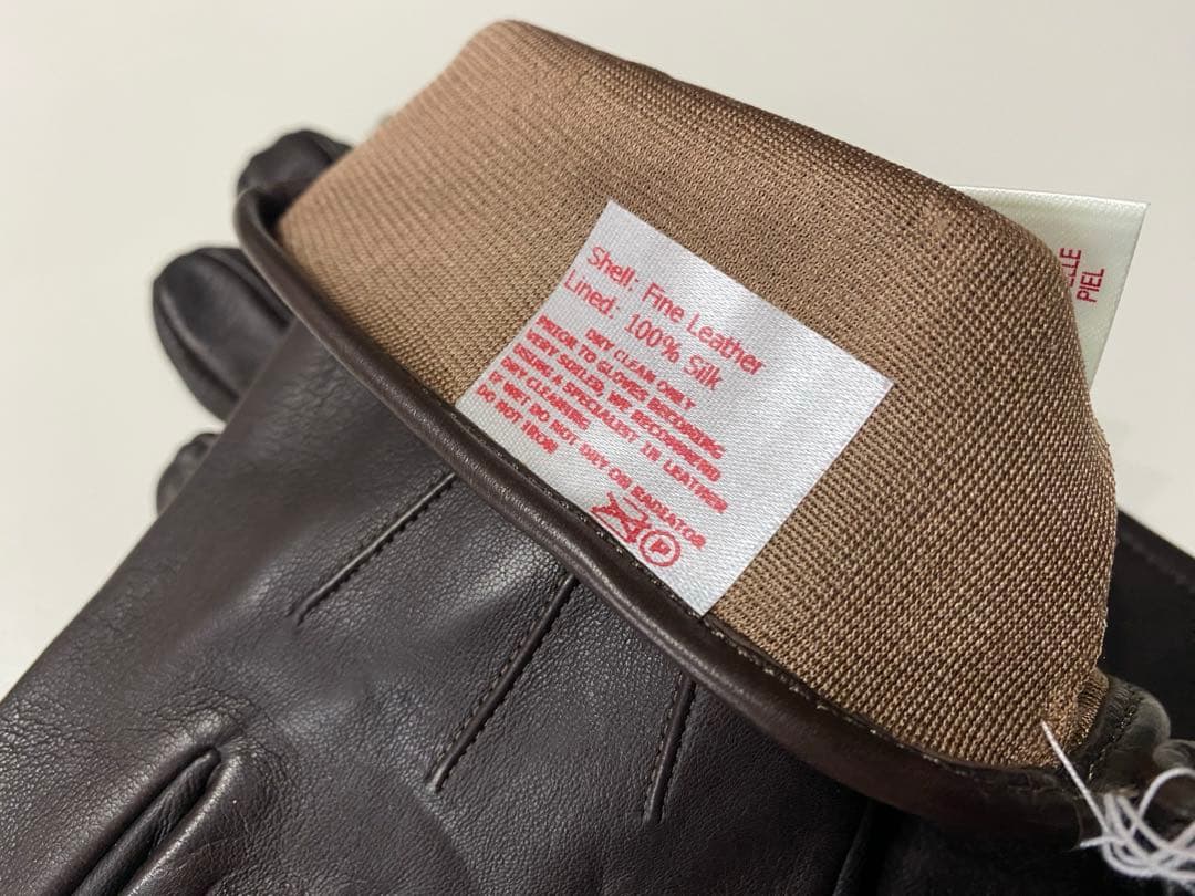 新品　DENTS 紳士手袋　濃茶　ラムレザー　裏シルク デンツ