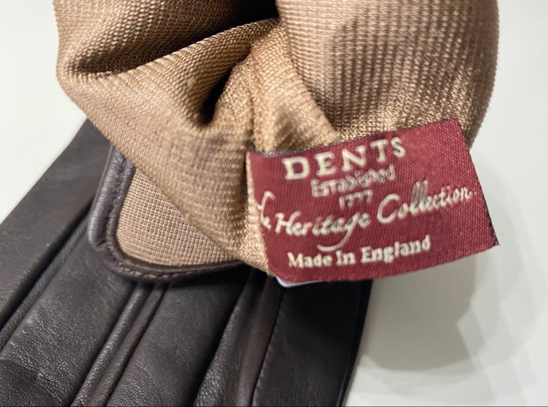 新品　DENTS 紳士手袋　濃茶　ラムレザー　裏シルク デンツ