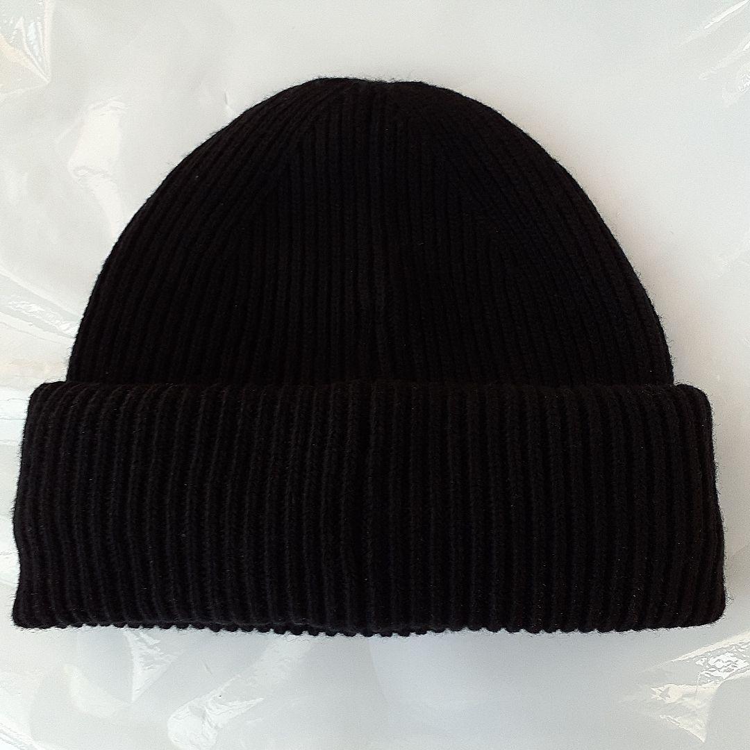 PRADA プラダ 黒 ニット帽 コットン イタリア製 トライアングル