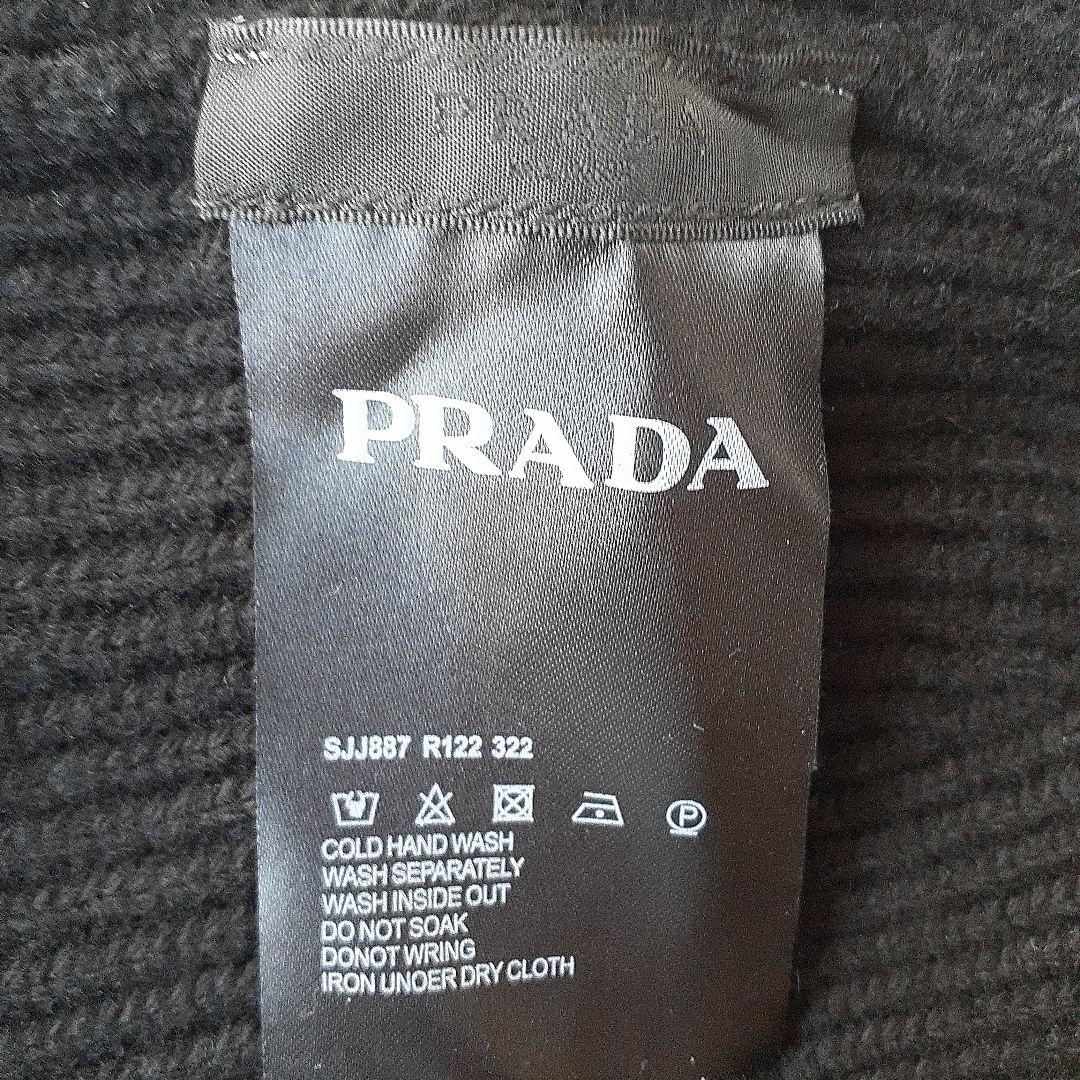 PRADA プラダ 黒 ニット帽 コットン イタリア製 トライアングル