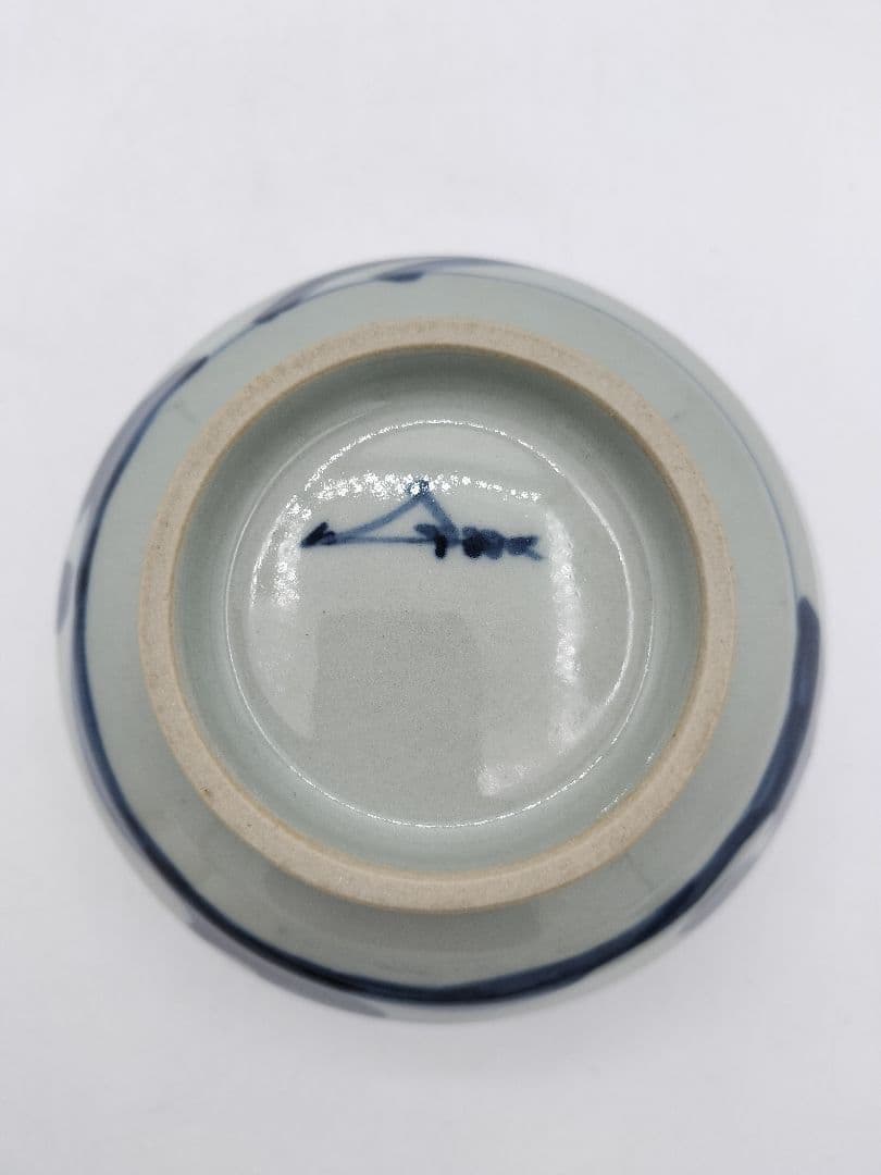 c444 建水 五角形 染付 桜川 水野菊晃 木箱 茶道具 古物