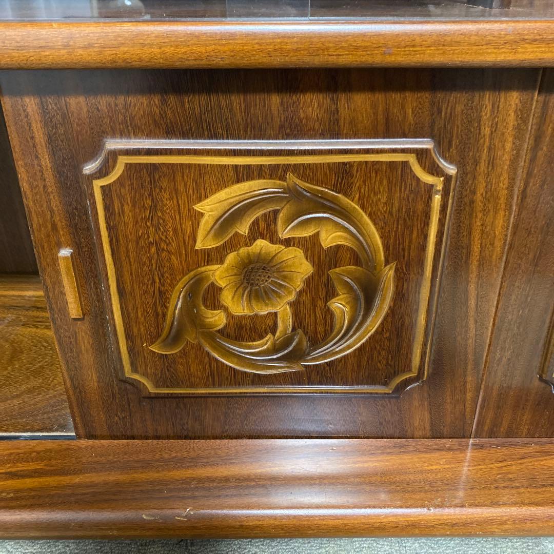 ヴィンテージ　 レトロ　 木製 　ガラス扉　キャビネット　サイドボード