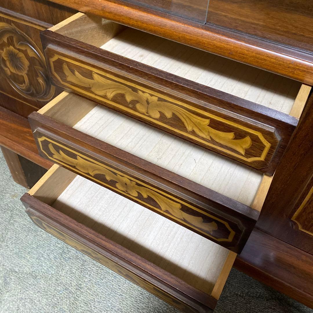 ヴィンテージ　 レトロ　 木製 　ガラス扉　キャビネット　サイドボード