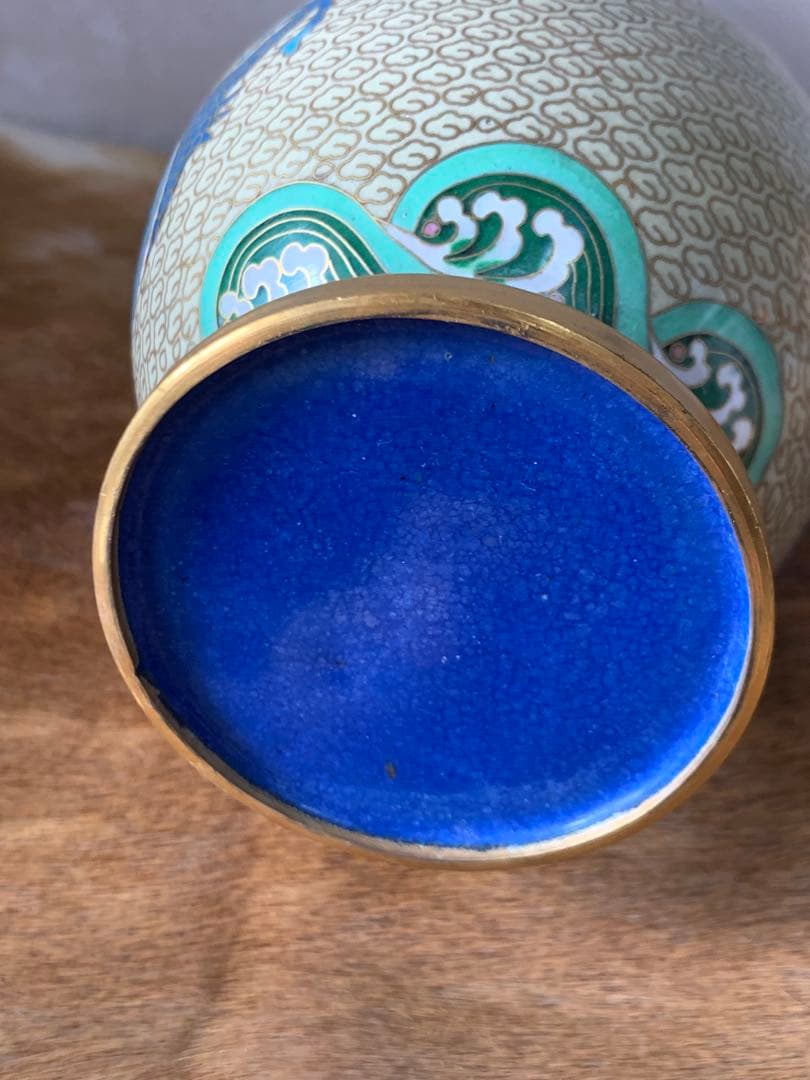 中国美術 民国期 七宝 龍紋花瓶 唐物 古銅 細密細工 古美術品