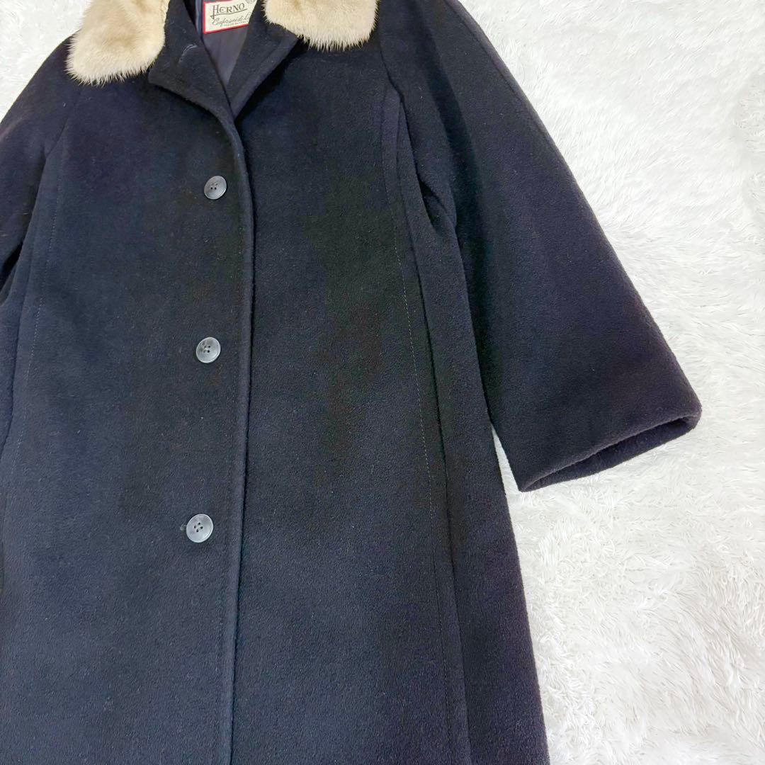 ヘルノ　カシミヤ混　ヴィンテージ　裏スカーフ柄　シルク　ウール　チェスターコート