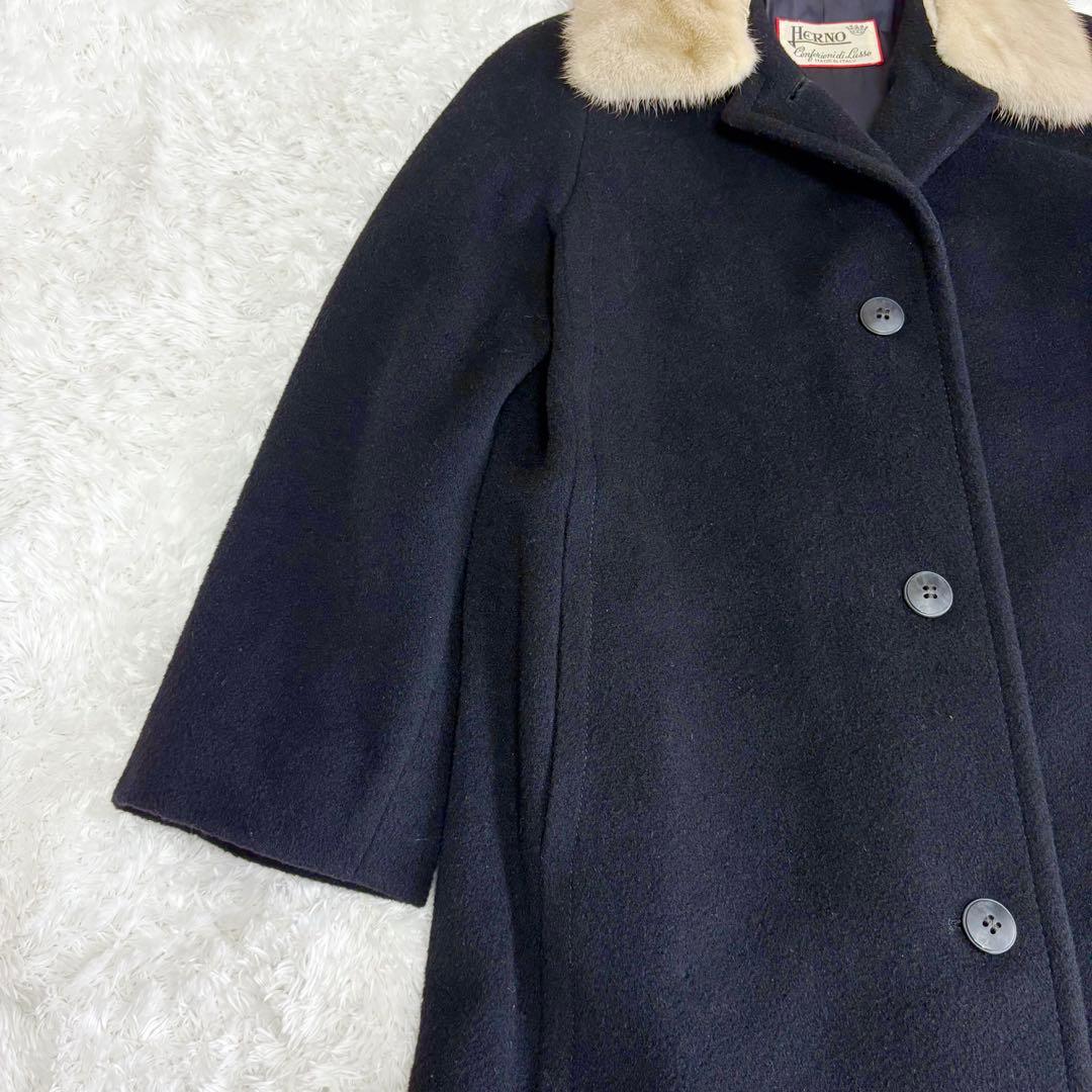 ヘルノ　カシミヤ混　ヴィンテージ　裏スカーフ柄　シルク　ウール　チェスターコート